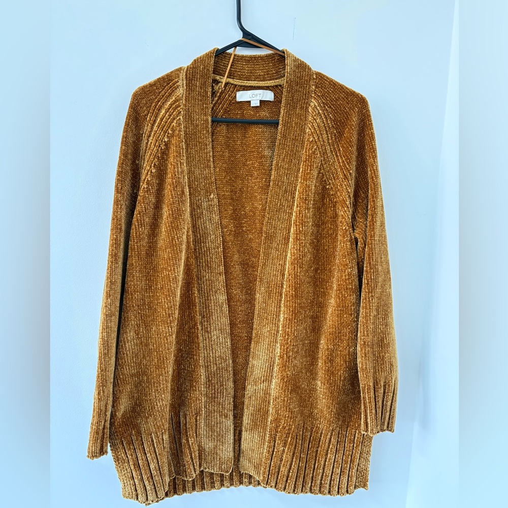 LOFT Women's Gold Chunky Knit Open Cardigan